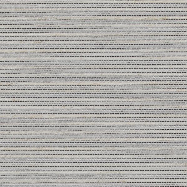 Fabric roller blind, fully lowered, beige with evenly spaced thin dashed horizontal stripes; blocking view and softly diffusing light; close-up shows woven texture and subtle shadowing.