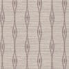 Beige woven fabric displays repeating vertical columns of elongated, interlocking diamond motifs in muted brown; fine horizontal weave texture visible across the background, suggesting upholstery or wallpaper material.