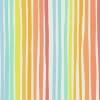 Vertical pastel-colored stripes run unevenly across a textured canvas, alternating soft turquoise, yellow, orange, coral and pale green to create a playful, hand-painted pattern.