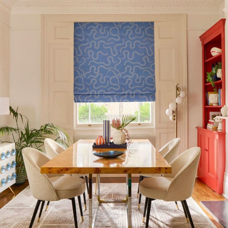 Eden Snake Blue Velvet Roman blind