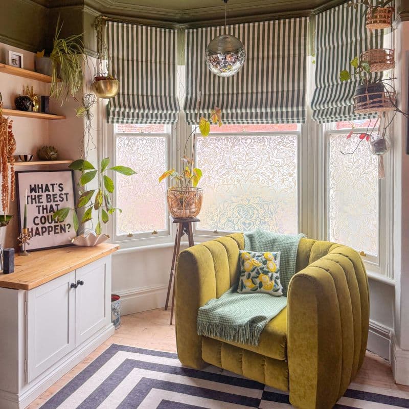 Portofino Stripe Olive Roman blind