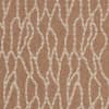Brown woven textile with cream dashed, undulating chain-like lines; repeating pattern decorating a flat surface; close-up view, evenly lit and tightly cropped.