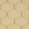 Beige geometric wallpaper—repeating vertical, onion-shaped motifs formed by thin curved lines—covers a flat surface, offering a mid-century modern decorative pattern in soft, evenly lit neutral tones.