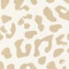 Leopard-print spots scatter across a cream fabric background, forming irregular beige, brushstroke-like shapes in a repeating animal-pattern design.