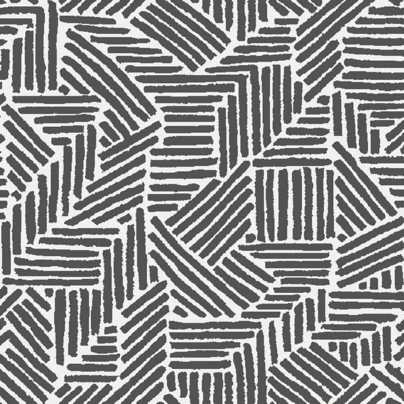 Short dark-gray brushstroke stripes form alternating angled rectangular blocks, creating an interlocking herringbone-like repeat across a flat, evenly lit white surface.