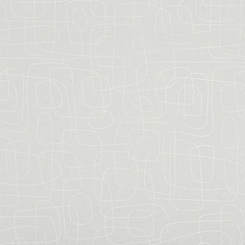 Light-gray wallpaper with thin white continuous looping lines (abstract mid-century pattern) covering a flat surface, creating subtle fabric texture and a calm, evenly lit backdrop.