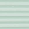 Horizontal cellular shades fill the frame, with alternating opaque and semi-sheer pale mint bands; they filter soft, diffuse light, suggesting a minimally furnished, evenly lit interior.