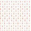 Peach-colored elongated leaf shapes and small circular dots repeat in alternating vertical columns, forming a regular polka-dot/leaf pattern on a lightly textured off-white background.
