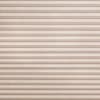 Beige pleated cellular shades covering a window, fully lowered and closed; textured horizontal folds diffuse incoming light, creating an evenly lit, neutral interior surface.