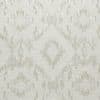Textured beige-and-cream ikat-patterned wallpaper, repeating diamond motifs; covering a flat wall surface; shown as a close-up swatch with soft, even lighting in a neutral interior context.