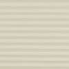 Beige honeycomb (cellular) pleated blind spans the frame, closed in even horizontal bands, softly diffusing light; plain interior setting with neutral lighting and no visible view.