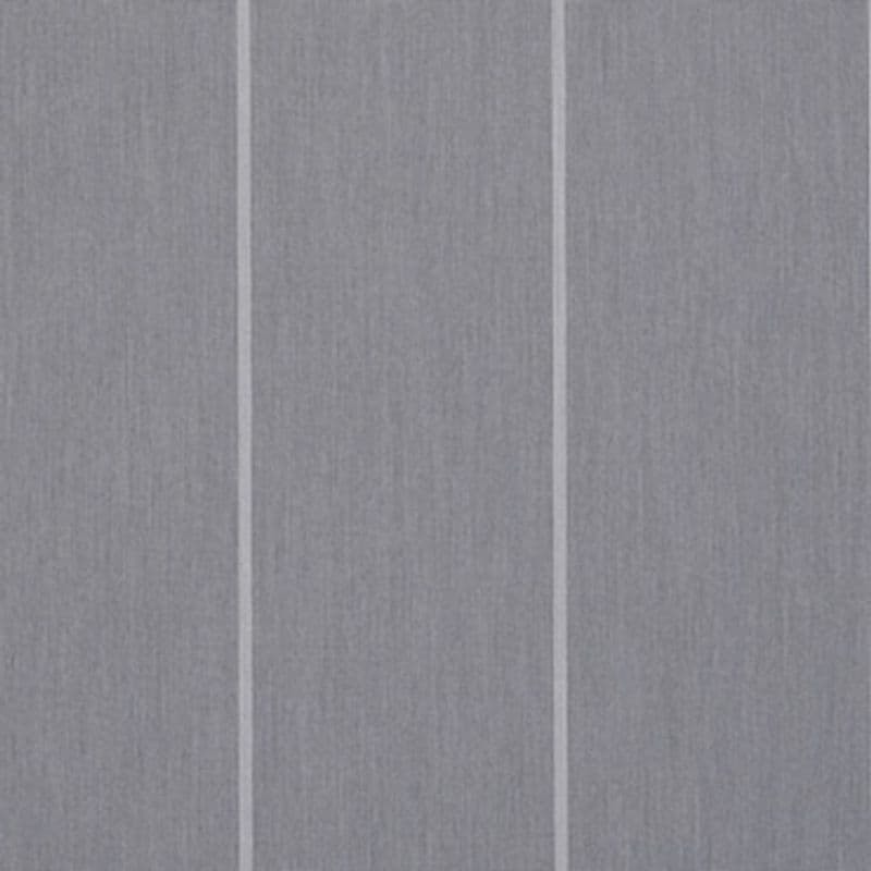 Gray vertical fabric panels (curtain-like) with three narrow lighter stripes; hanging straight and closed, forming a flat, softly lit interior surface.