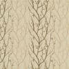 Beige wallpaper with a vertical, repeating bare-branch motif (dark and pale brown twigs with small leaves) covers the surface, creating a subtle, natural pattern suitable for a living room or hallway.