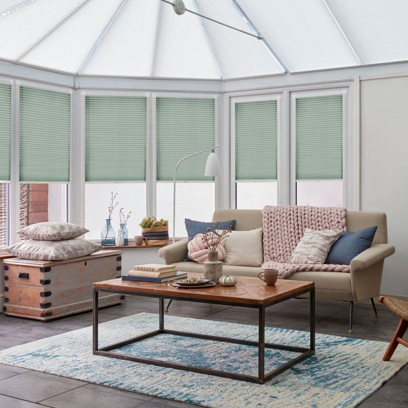Solartex Chintz Duckegg Pleated blind