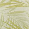 Woven textile with olive-green palm-leaf jacquard pattern; featuring overlapping raised leaf motifs; close-up view with even lighting, emphasizing the textured, tightly woven surface.