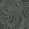White contour lines trace irregular concentric loops across a dark gray background, forming a topographic map–like pattern that flows across the square and creates layered organic shapes.