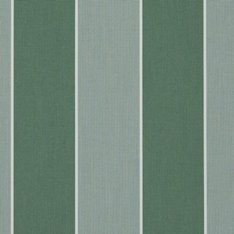 Vertical striped wallpaper with wide dark green and pale gray‑green panels divided by thin white pinstripes; covers a flat wall, presenting alternating bands in a neutral, evenly lit interior.