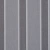 Vertical striped fabric curtain, alternating wide light-gray and narrow dark-gray bands with fine pinstripes, hanging closed and filtering soft diffuse light in a minimally lit interior.