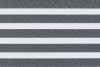 Horizontal zebra-style window blind with alternating textured gray woven and opaque white bands, aligned to create stripes, filling frame in neutral, evenly lit close-up with no visible room or view.