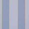 Striped wallpaper with alternating wide periwinkle and pale-blue vertical bands separated by thin yellow pinstripes, covering a flat, evenly lit wall and serving as a decorative interior surface.