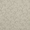Linen-like wallpaper swatch, flat, embroidered with a repeating vine-and-berry motif; it decorates a surface with subtle texture and muted beige-gray tone under even lighting.