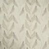 Textured cream wallpaper with overlapping taupe and gray fern fronds; repeating vertical pattern covering the wall, seen in soft neutral interior lighting, close-up wall view.