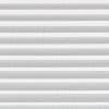 Horizontal dual-layer (zebra) roller blind with alternating sheer white and opaque light-gray fabric bands; aligned to form even stripes, filtering soft daylight across a neutral, well-lit interior.