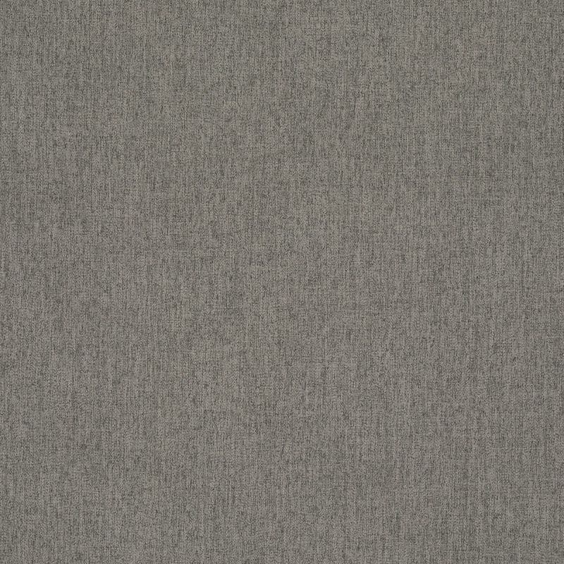 Grey woven fabric covers the entire frame, showing fine interlaced fibers and subtle vertical striations; close-up, evenly lit neutral texture suggesting upholstery or wallpaper.