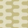 Patterned wallpaper with alternating cream and muted olive rounded wave bands, forming a repeating undulating motif; covering a flat surface in even, neutral lighting, shown as a seamless close-up.