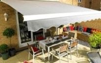 Grey awning shading terrace